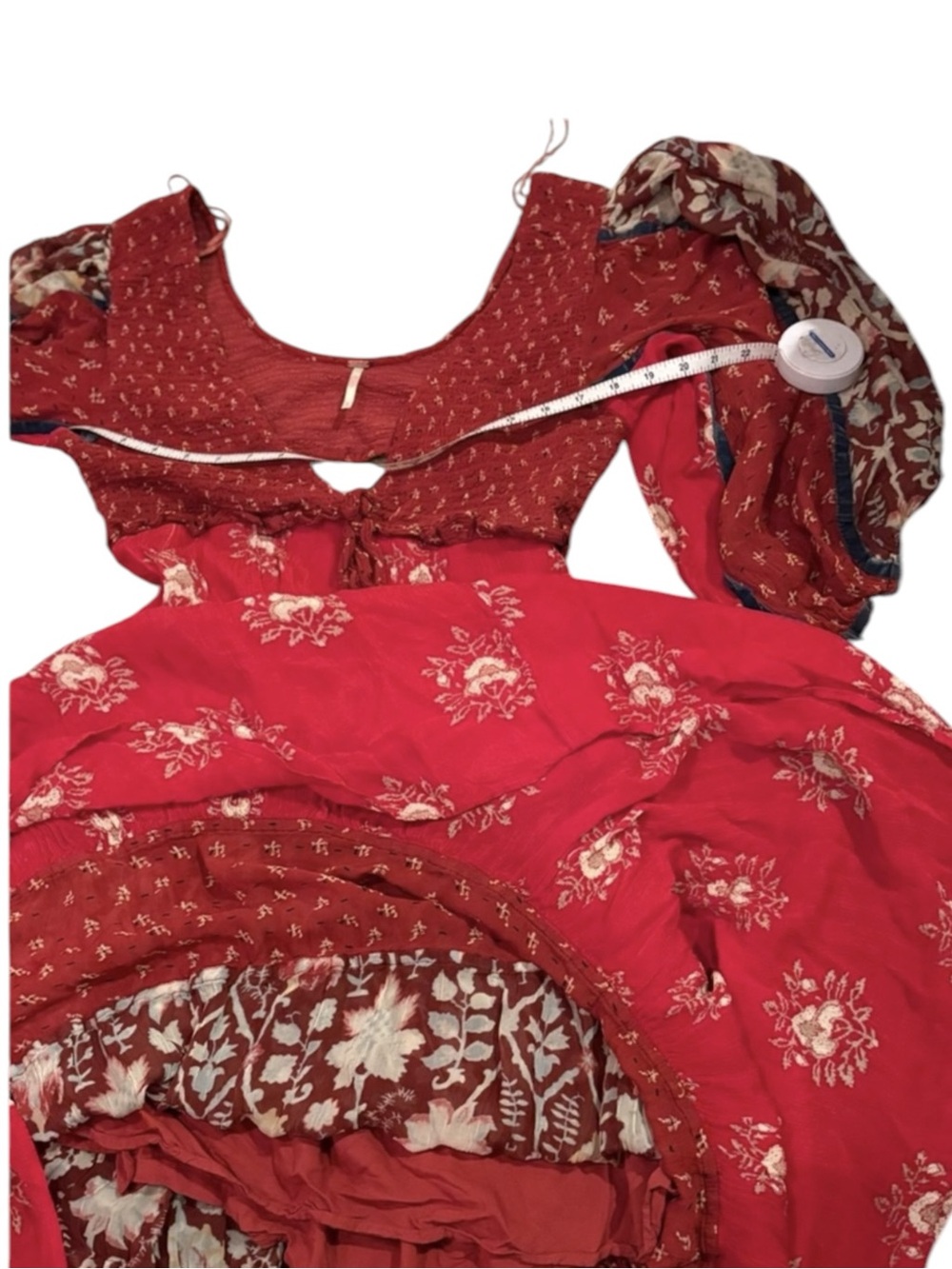 LAST 1!! Free People Bali Laurel Bohemian Long Sleeve Red Maxi Dress - $298 - Picture 12 of 13